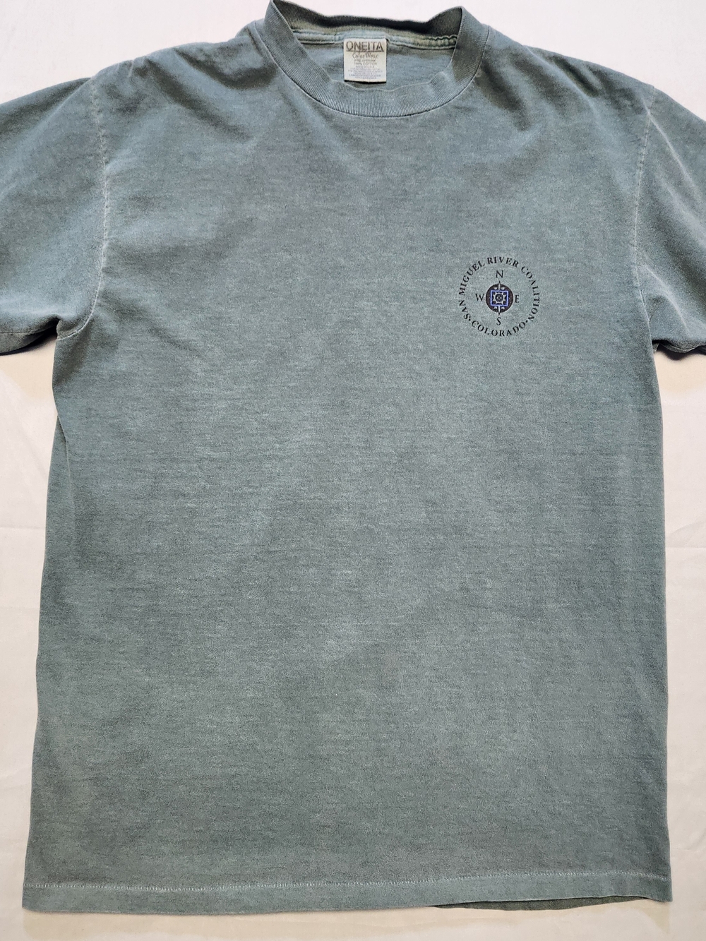 Vintage 90s Oneita Colorado Graphic Single Stitch T Shirt Mens Large Fade Sage